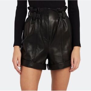 IRO High Waist 100% Lambskin Leather Fujika Shorts in Black - 38